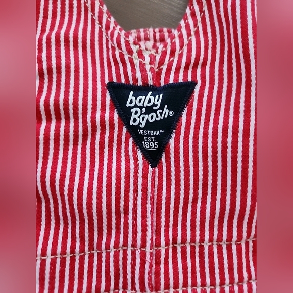 OshKosh B’gosh Baby Red & White Striped Overalls Dress Cotton 18 Month Vestbak - Picture 7 of 10
